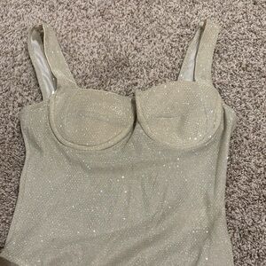 Sparkle 𝓢𝓲𝓵𝓿𝓮𝓻 Bodysuit with Underwire Cups